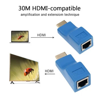 RJ45 4K HDMI suderinamus Extender Pratęsimo Iki 30m Per CAT5e Cat6 Tinklo 