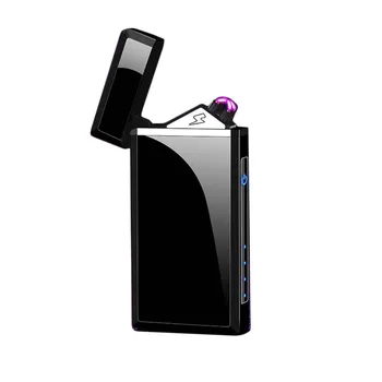 Romanas ICE Black USB Elektros Žiebtuvėlis Su USB Laidą Plazmos Dual Lanko Elektros Žiebtuvėliai Vėjo Touch Gaisro Rūkalius Vyrų Įtaisą Dovana