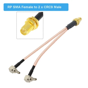 RP SMA Female Dual TS9 Vyrų stačiu Kampu Kištukas Y Tipo 1 2 Splitter Cable 3G 4G Modemas Maršrutizatorius Adapteris, RF, Coaxial RG316 Galiuku