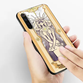 Sakura Magic Card Atveju Realme C3 6 7 Pro 5 C21 XT X50 Q2 C11 C20 Juoda Silikono Padengti V5 V15 5G Shell Telefono C15 7i X7 Funda