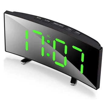 Skaitmeninis Stalo Laikrodis Su Temperatūros Patalpų Atidėti Juoda LED Didelis Skaičius Elektroninių Veidrodis Darbalaukio žadintuvai