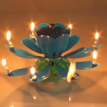 Su Gimtadieniu Nuostabi Lotus Blossom Muzikos Sukasi Žvakė Gėlė Geltona Romantiškas Dekoro Žvakės Namų Dekoro Dovana