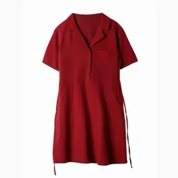 Suknelė Moterims Retro Red-Line Prancūzijos Paprasta Prašmatnus Mygtuką Trumpas Rankovės Kolegijos Mergaičių Suknelės Vasarą Madinga Šventė Femme Streetwear
