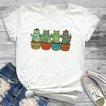T-Shirt Marškinėliai, Trišakiai, T-marškinėliai Moterims Augalų Gyvybės Kaktusas Mielas Spausdinami Mados trumpomis Rankovėmis Vyriški Moterų Grafinis Marškinėliai