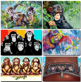 Tapb Animacinių filmų Beždžionių Gyvūnų Aliejaus Tapybos Numerių Komplektai Handpainted Ant Drobės, Dažų Numeriai Modernių Namų Sienos Meno Dekoro