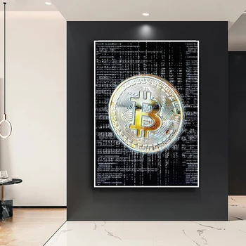 Turtinga Kolekcija Vertė Bitcoin Drobė Meno Tapybos ant Sienos Meno Plakatus Spausdina Sienos Nuotraukas Biuro Sienos Cuadros Dekoras