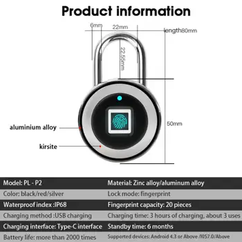 Tuya Smart pirštų Atspaudų Keyless Durų spynos USB Įkraunamą 