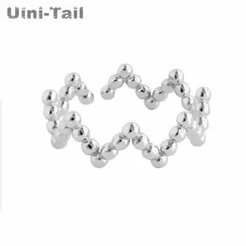 Uini-Uodega naujas dizainas karšto pardavimo 925 sterlingas sidabro kūrybos apvalių rutuliukų banga atidaryti žiedas paprasta asmenybė geometrinis aukštos kokybės