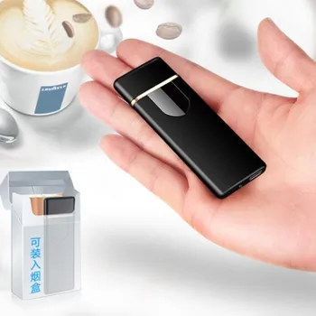 USB Įkrovimas cigarečių degiklio Touch induction vėjo elektroninių lengvesni-ultra plonas Touch Screen USB lengvesni rūkymas
