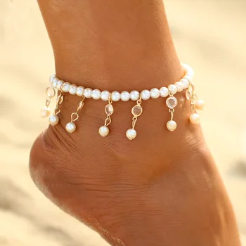 Vasarą Naujos Mados Perlų Anklet Bohemijos Paplūdimio Anklets Moterų Perlai Kutas Žavesio Apyrankę Anklet Moterims, Juvelyriniai Dirbiniai Didmeninė