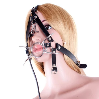 Voras formos metalo atidaryti burnos kamštukas žiedas nosies kablys odinis diržas galvos nelaisvėje bdsm vergas sekso žaislai moterims apribojimų dirželis