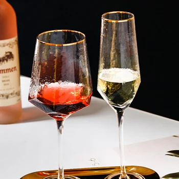 Vyno Taure Namų Kalti Goblet Kūrybos Stiklo Taurės Baras Raudonas Vynas Diamond Šampano Ir Brendžio Vestuvių Prabanga Drinkware Dropshipping