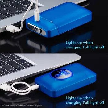 Vėjo Flameless Elektroninių Lengvesni USB Įkrovimas Cigarečių Žiebtuvėliai Atveju Grafikos Lange LED Ekranas