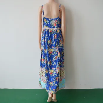 Wepbel Paplūdimio Atostogų Stiliaus Didelis Sūpynės Suknelės Vasarą Moterys Bohemijos Suknelė su V-kaklo Backless Plisuotos Gėlių Spausdinti Suknelė
