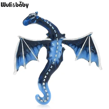 Wuli&baby Emalio Dragon Sages Moterims Unisex 5-spalvotas TV Žaisti Dragon Gyvūnų Sagės, Segtukai, Dovanos