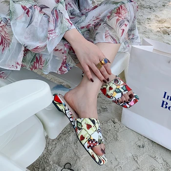 XiuNingYan 2019 m. Vasaros Batų Mados Aikštė Kojų Moterų Šlepetės natūralios Odos Paslysti ant Paplūdimio Atostogų Laisvalaikio Bateliai Moteris Skaidrės