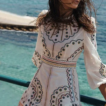 YAMDI 2020 m. moteris elegantiškas vasaros suknelė moterims kilimo ir tūpimo tako aukštos kokybės-line derliaus siuvinėjimų suknelės, šaliai pavasario tuščiaviduriai iš vestid