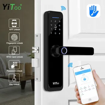 YiToo X2 Wifi Smart Elektroninės Durų Užraktas Su TTlock PROGRAMĄ Nuotoliniu būdu / Biometrinių pirštų Atspaudų / Rfid Kortelę / Slaptažodį / Raktas Atrakinti