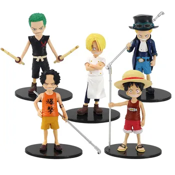 Į Grandline Vaikų Luffy Ace Sabo Zoro Sanji Veiksmų Skaičius, PVC, Modelį, Žaislai, Lėlės 5Styles
