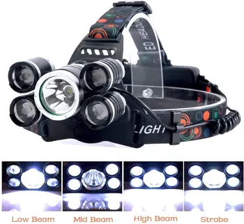Žibintas Įkraunamas LED Žibintų 4 Režimai, LED Vandeniui Darbo priekinis žibintas, Ryškiausia Žibintuvėlis ,, Kempingas,Žygiai, Žvejyba
