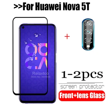 1-2vnt objektyvas kino grūdintas stiklas huawei nova 5t Nova5t stiklo screen protector for Huawei huaweii huwei Nova 5 t glas 6.26