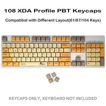 108-raktas Turas Anime Pikachu Keycap PBT Sublimacijos XDA Labai Mechaninė Klaviatūra Keycap Vyšnių Profilis Dye Sub Vyšnių MX