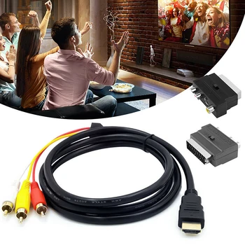 1080p HDMI Male S-video į 3 RCA AV Audio Kabelis M/SCART Į 3 RCA 