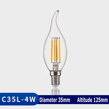 10vnt Kaitrinės LED Lemputė E14 4W/6W AC220V Stiklo Korpuso 360 Laipsnių C35 