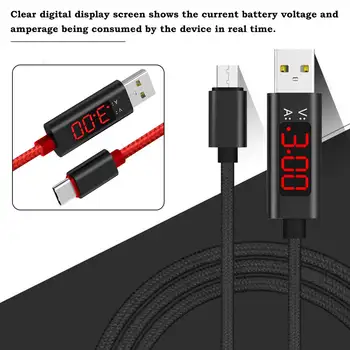 1M USB Tipo C Testeris, Matuoklis Ekrane Nailono Tinklelio Greito Įkrovimo Įtampa Srovės Tipas-C Kabelio 