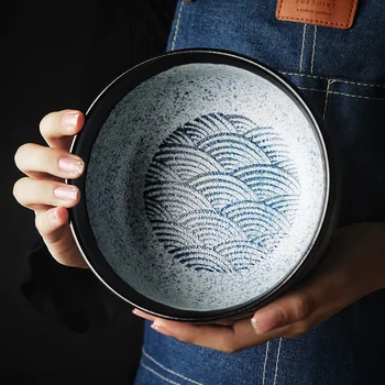1PCS ANTOWALL Japonijos Retro Stiliaus Keramikos Makaronų Sriubos Dubenėlį Ryžių Dubenėlį Didelio Dydžio Dubenį Restoranas naudoti Dubuo