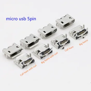 20/40/60Pcs Micro USB Lizdas, Jungtis 5Pin USB Jungties Prievadą 5P Nustatyti MP3/4/5 Lenovo Huawei ZTE Samsung