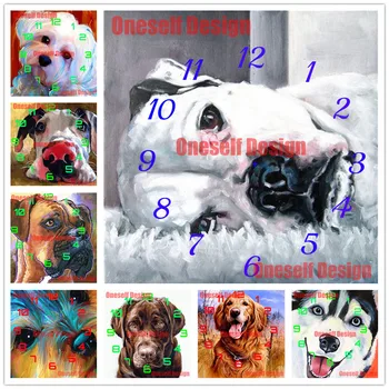 2021 5d diamond tapybos laikrodis gyvūnų šunų diamond siuvinėjimo laikrodis kalnų krištolas nuotraukų dekoravimo namų deimantų meno rinkinio mozaika