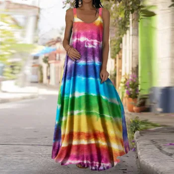 2021 m. Vasarą V-Kaklo Atsitiktinis Suknelė Kulkšnies Ilgis-Line Prarasti Šalis Suknelė be Rankovių Moterims 3D Spausdinimo Plius Dydis 5XL Ponios Suknelės