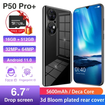 2021 Naujas Pasaulio Versija P50 Pro+ 6.7 Colių Smartfon, Deka Core 5600mAh 16G+512 GB Dual SIM Visą Ekraną 4G 5G 