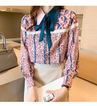 2021 naują pavasario ilgomis rankovėmis moterų marškinėliai moteriška dizaino prasme nišą labai pasakų šifono palaidinė marškinėliai