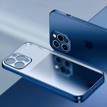 2021 NewLuxury Apkalos Aikštėje Rėmas Matinis Minkšto Silikono Atveju iPhone 11 12 Pro Max Mini XR X XS 7 8Plus SE Skaidrus