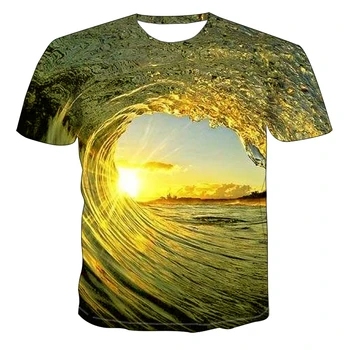 2021 vasaros naują 3D skaitmeninio T-shirt banga grafikos spausdinimo, T-marškinėliai, unisex juokinga hip-hop apvalios kaklo jaunimo trumparankoviai marškinėliai