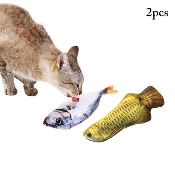 2vnt Pet Minkštas Pliušinis Kūrybos 3D Karpis Žuvies Formos, Kačių Žaislas Dovanos Katžolių Žuvis, Įdaryti Modeliavimas Žvejoti, Žaisti Žaislas, Skirtas Naminių Kačių