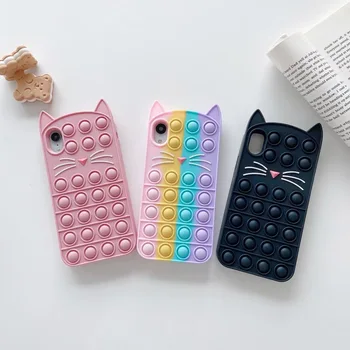 3D Cute Kačių Atgimti Streso Pop Fidget Žaislai Silikono Atveju Iphone 12 11 Pro Xs Max Xr Xs 7 8 Plus atsparus smūgiams Apsauginis gaubtas