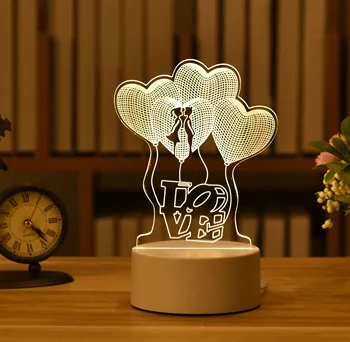 3D Meilės Lempos Širdies Akrilo LED Nakties Šviesos Dekoratyvinis Stalo Lempa Vaikams Gimtadienio, Valentino Dienos Dovanų Triušio Šviesos Velykų Dekoras