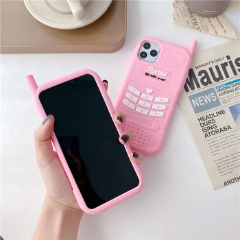 3D Pink Barbie Big Brother Atveju iPhone 12 11 Pro Max X XR XS Max 7 8 6s 6 Plus SE 2020 Aišku, atsparus smūgiams Silikoninis Minkštas Viršelis