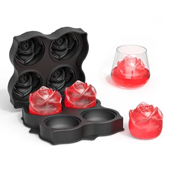 3D Rose Formos Ledo Kubelių padėklas Daugkartinio naudojimo Silikoninės Ledo Kubelių Forma Maker Formos Ledo Pelėsių Viskio Kokteilis Virtuvės Šalies Baras Įrankis