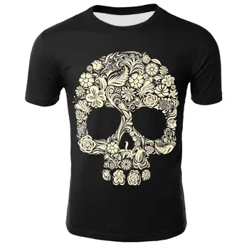 3D T-shirt Kaukolė T-shirt Vyrai ir Moterys, Žalia Punisher Kaukolės Modelis T-shirt 3D Spalvų marškinėliai Mados Atsitiktinis marškinėliai