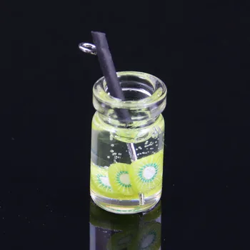 3D Vaisių Taurės Stiklo Karolius, Saldainių, Gėrimo Butelis Dervos Pakabukai Plaukiojančioms 
