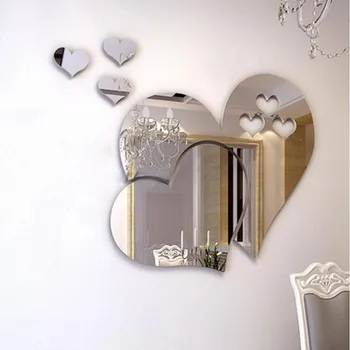 3D Veidrodis Meilės Širdis Sienos Lipdukas, Decal 