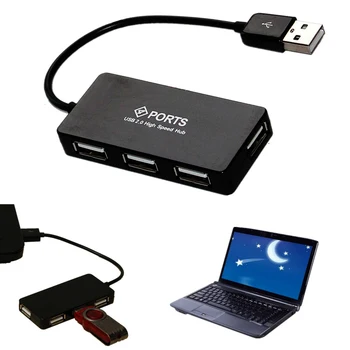 4 Uostų Didelės Spartos USB 2.0 Hub Multi Splitter Plėtros PC Nešiojamas vaizdo Kameros Garsiakalbiai Klaviatūros, pelės, Išoriniai Diskai