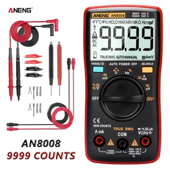 ANENG AN8008 True-RMS Skaitmeninis Multimetras 9999 Skaičiuoja Kvadratinių Bangų Įtampos Ammeter Su Termopora LCD Apšvietimas Nešiojamų