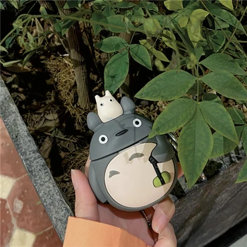 Animacinių filmų Mielas Totoro 3D Atveju AirPods 1 2 Kawaii Katė Minkšto Silicio Belaidžio 