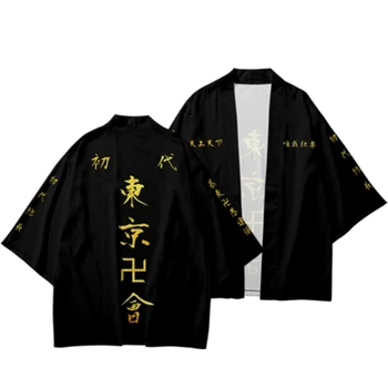 Anime Tokyo Keršytojas Cosplay T-shirt Apsiaustą Draken Manji Gauja Vasarą Haori Kimono Tee Vyrams Trumpas rankovė