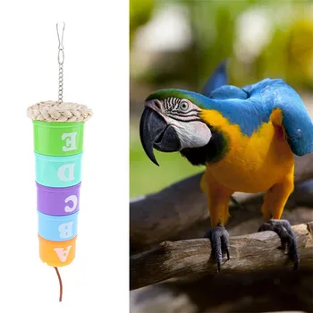 Atsitiktinės Spalvos Papūga Paukštis Narve Finansuojančiojo Plastiko Maitinimosi Žaislai Pet Gydyti Kramtyti Žaislas Padeda Vystyti Savo Intelektą